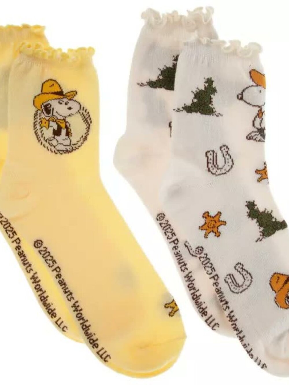 Western Snoopy Ruffle Crew Socks
